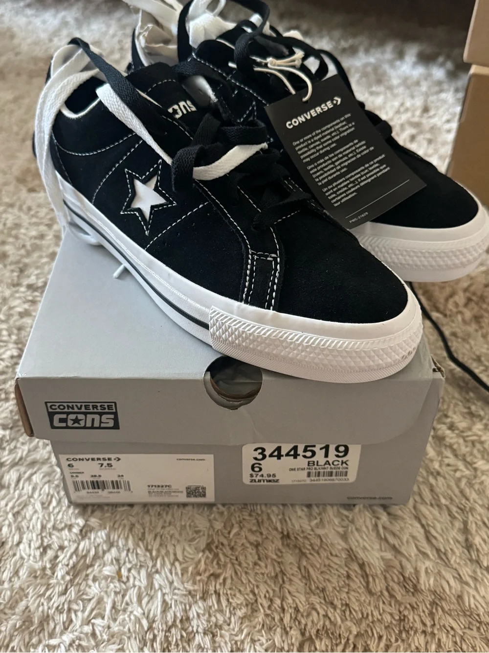Converse Kids Black & White One Star Low Top Sneakers